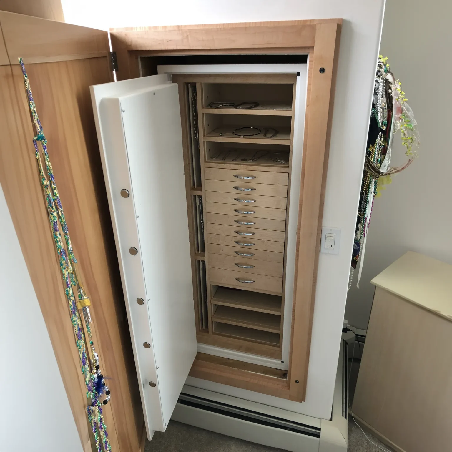 walk-in closet with safe