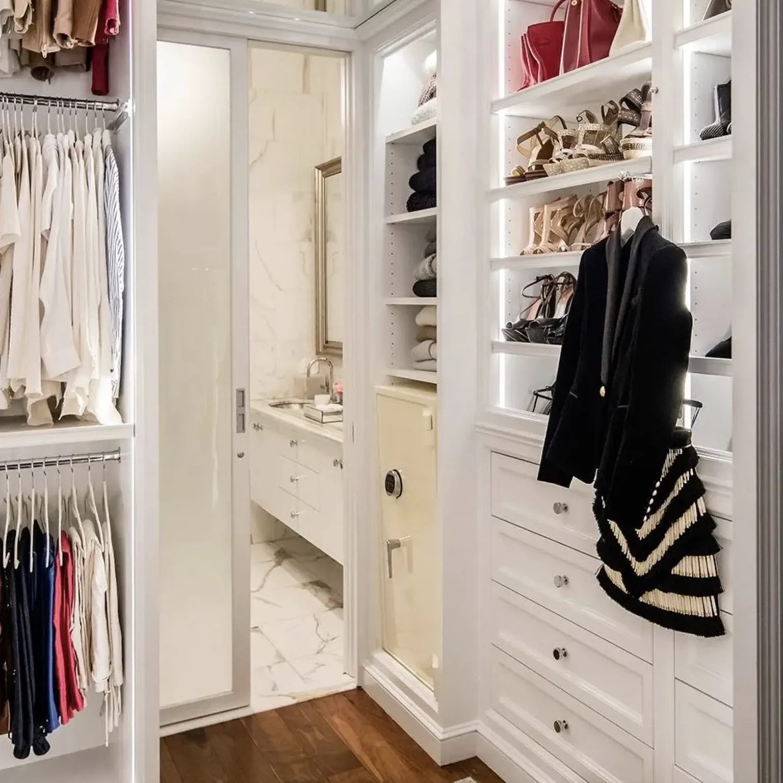 Custom-made luxury safe seamlessly integrated into a modern interior design