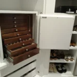 Bespoke luxury jewelry safe featuring intricate craftsmanship.